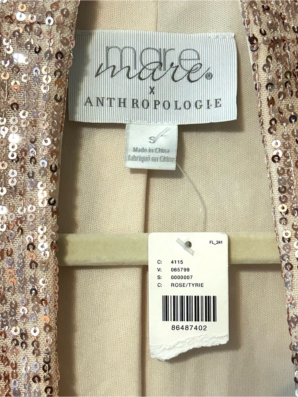 Mare Mare for Anthropologie Rose Gold Sequin Longline Duster Rose Gold Sz S NWT - Picture 9 of 14